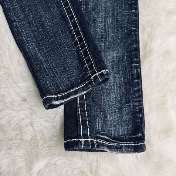 Amethyst Skinny Leg Jeans 3 Tall (27x31.5) Blue Distressed Embroidered Juniors - Picture 6 of 9